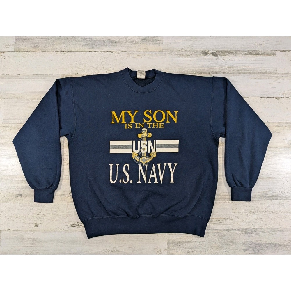 VTG US Navy Sweatshirt Mens XL Soffe Patriot Nostalgia USA Made Navy Blue 90s